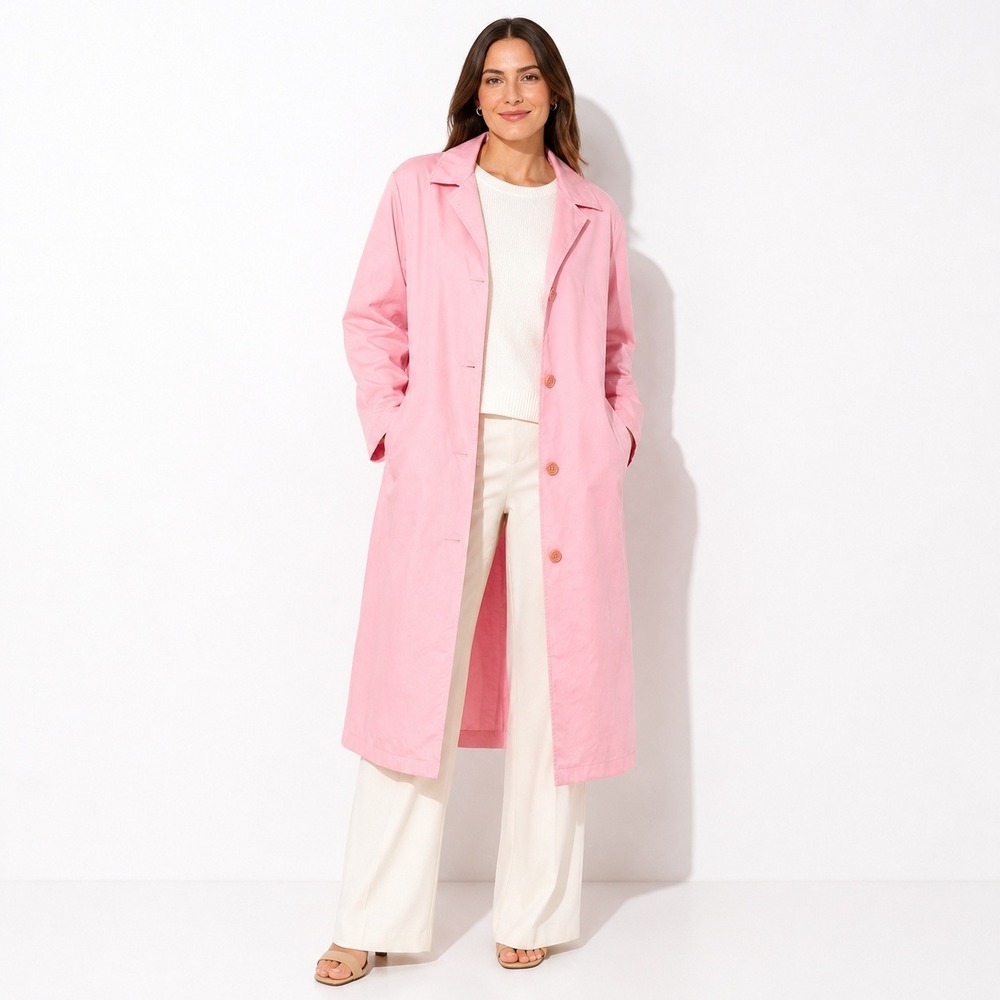 Sisley Pink Trench Coat Womens IT 44 US 8/10 Longline Lightweight‎ Made in Italy